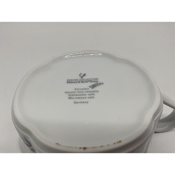 Villeroy & Boch SWITCH 3 Gravy/Sauce Boat White Blue Leaf Print Discontinued - Picture 14 of 15